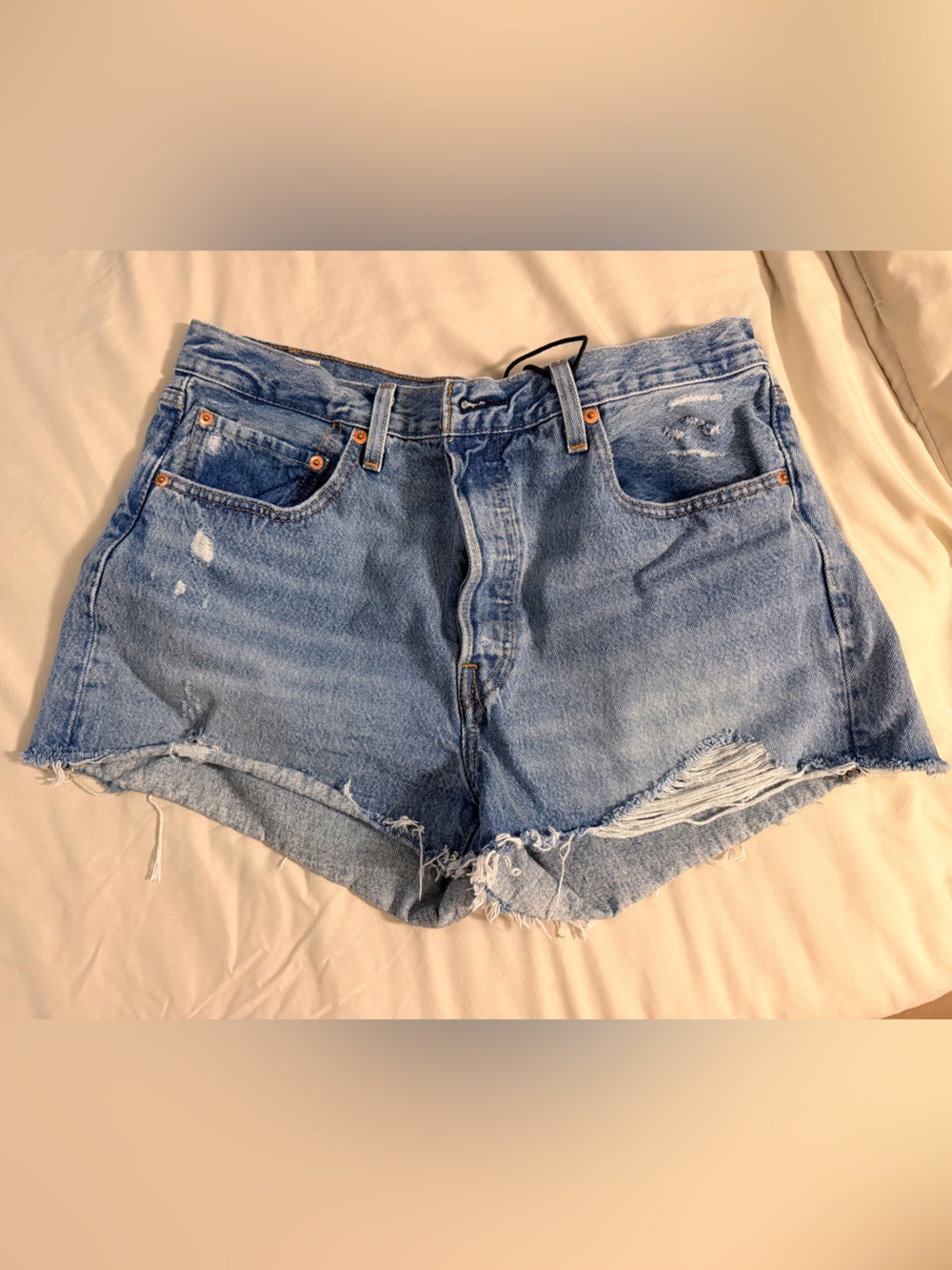 Levi's Light Blue Distressed Denim Cutoff Shorts